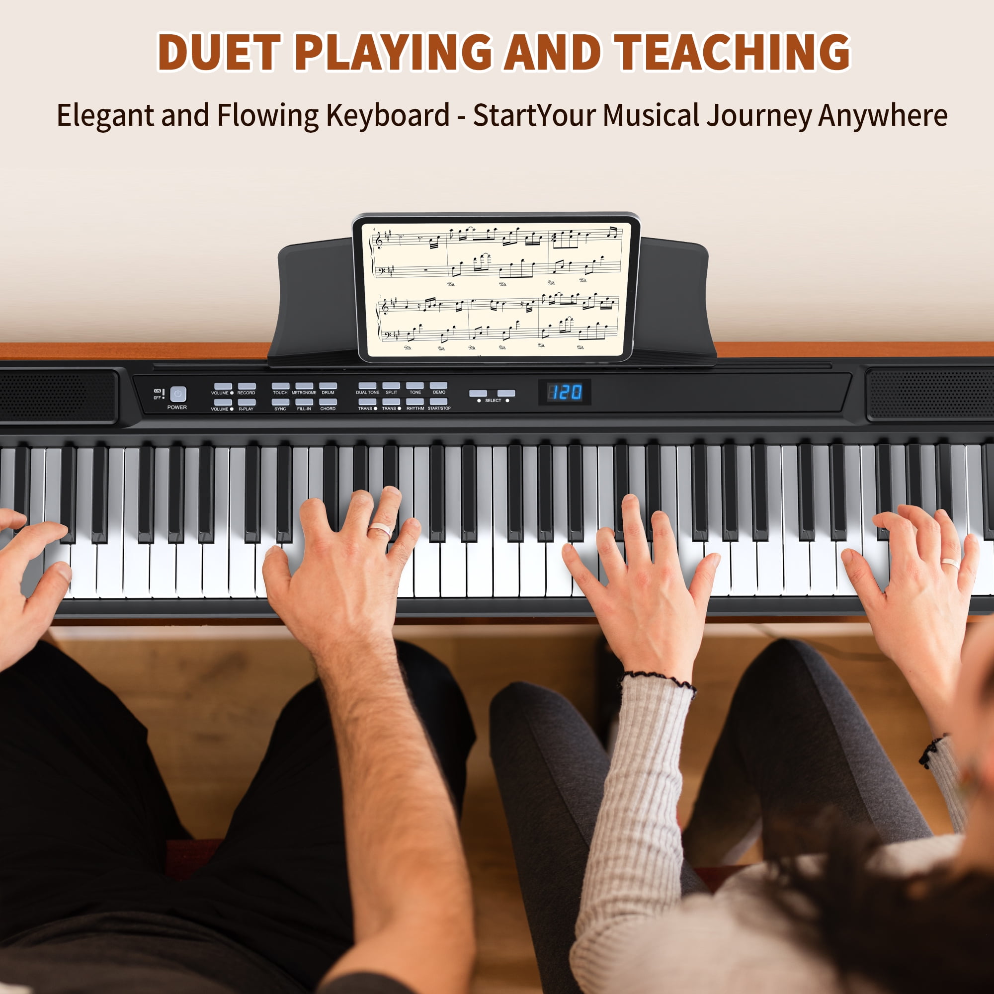 SUGIFT 88 Key Digital Piano Keyboard Semi-Weighted Piano Keyboard 88 Keys with Bluetooth, Piano Pedal, Stand, Carrying Case, and Headphones