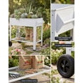 thumbnail image 4 of 39 Inch Outdoor Raised Garden Bed with Wheels and Shelf, Lockable Rolling Steel Planter Box, 400 lbs Capacity for Patio, Balcony, Backyard,White, 4 of 7