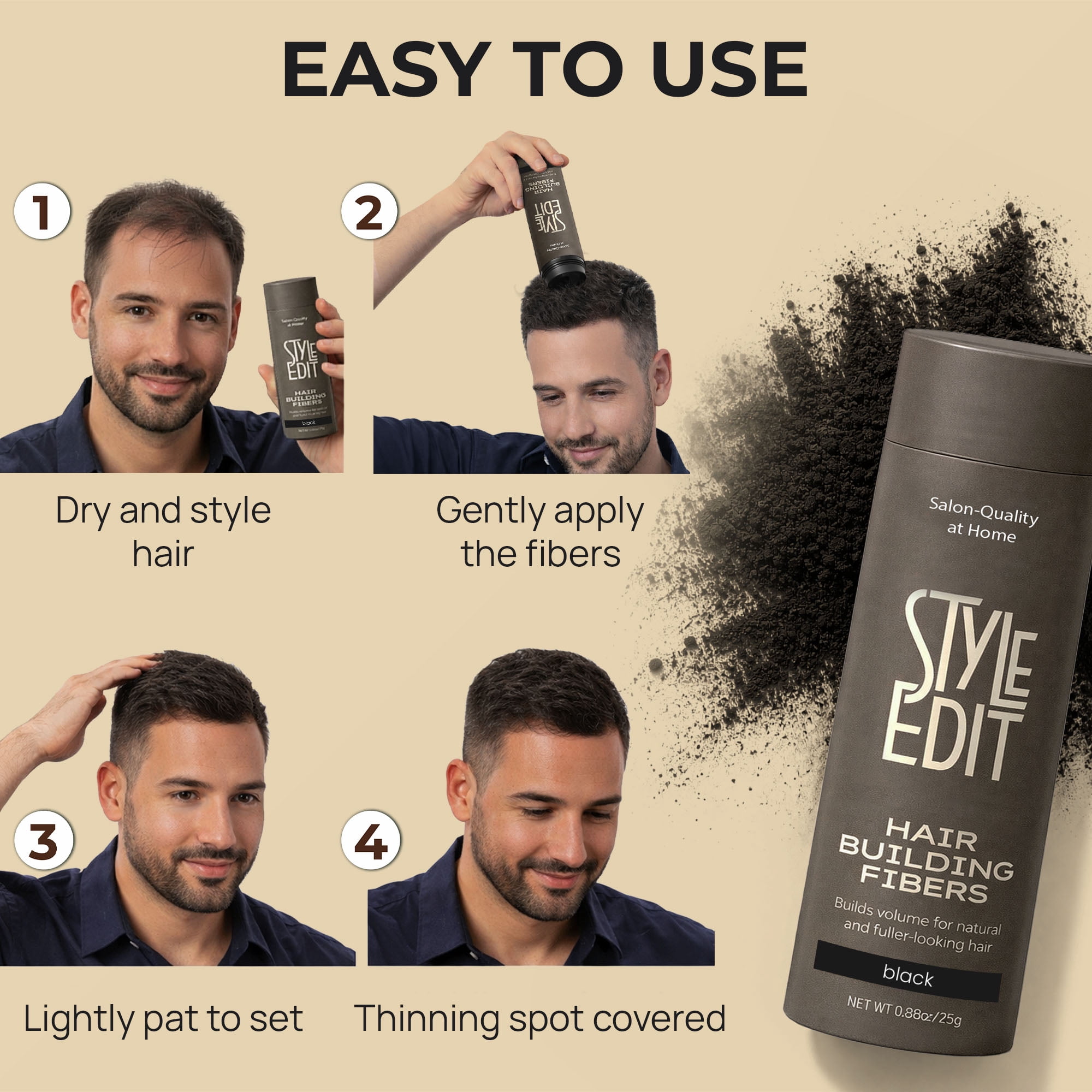 Style Edit Hair Building Fiber Black