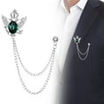 thumbnail image 6 of Segolike Suit Brooch with Chain Eagle Brooch Pin Alloy Badge Lapel Pin Men's Lapel Brooch for Career Suit Clothing Tuxedo Shirts Decor and Green, 6 of 8