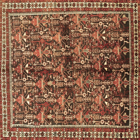 Ahgly Company Indoor Square Persian Brown Traditional Area Rugs, 3' Square