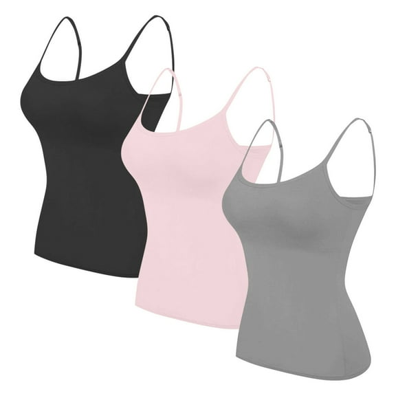 ZyeKqe 3PC Plus Size Camisole Tops for Women Adjustable Spaghetti Strap Tank Top Soft Comfy Sleeveless Base Layer Undershirts