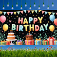thumbnail image 6 of Colorful Design Happy Birthday Banner Balloon Decor Cake Decoration Gift Elements Party Backdrop for Birthday Celebration Kids Party Photo Shoot, 6 of 8
