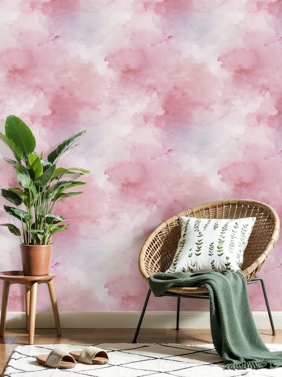 Peel and Stick Wallpaper Soft Pink Watercolor Abstract Blush White Hues Wall Mural 23.6in x 9.8ft Self Adhesive Removable Wall Paper Renter Friendly Wallpaper for Nursery Bedroom Cabinets
