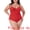 Red, variant on Plus Size Bikini for Women 1 PC Ruched Padded Slimming Swimwear 4X Black