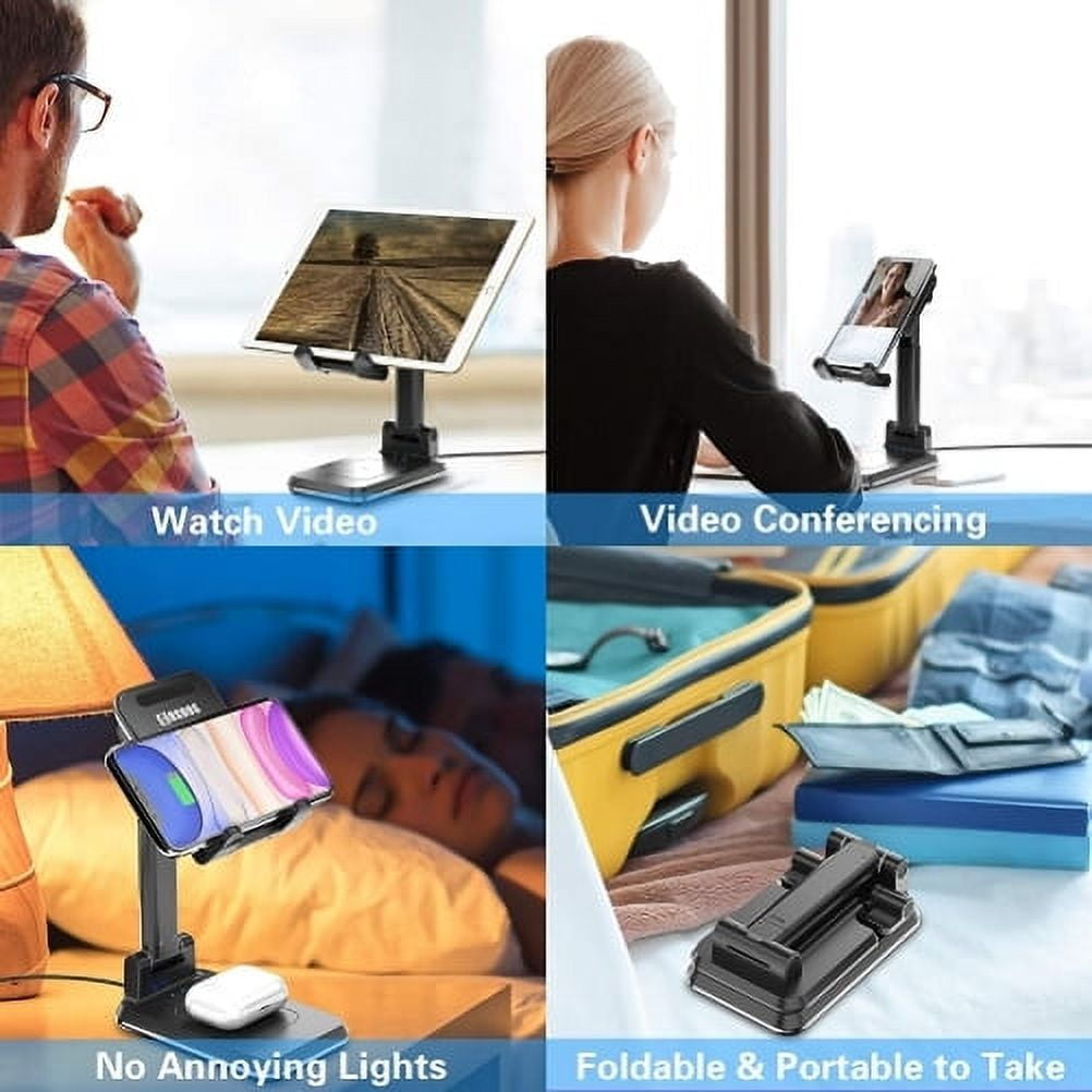 Fast Dual 10W Wireless Charger for iPhone 16/Pro/Max/Plus - Foldable Stand 2-Coils Charging Pad Slim for iPhone 16/Pro/Max/Plus