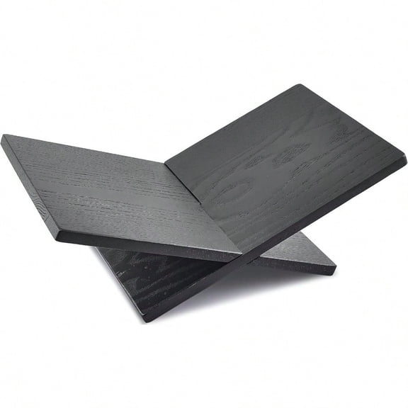 Honygebia Solid Wood Book Stands Cross Frame Black Oak Wooden Book Holder Open Bookstand for Display and Reading Suitable for Art Bible Cookbook Easel Magazine Textbooks