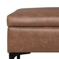 thumbnail image 3 of Simpli Home Rebecca 48 inch Wide Mid Century Modern Rectangle Large Coffee Table&nbsp;Storage Ottoman with Lift up Lid in Distressed Saddle Brown Faux Leather, 3 of 12