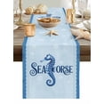 thumbnail image 5 of Blue Seahorse Marine Creature Table Runner 13x70in Non-Slip Cotton Linen Table Runners, Underwater Bubbles Dresser Scarves TableRunner for Dinner Kitchen Dining Wedding Party, 5 of 9