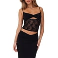 thumbnail image 2 of Lace Tops for Women Camis Going Out Tank Crop Y2K Fashion Top Trendy Black M, 2 of 9