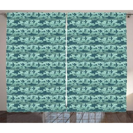 Underwater Curtains 2 Panels Set Sea Waves Background With Life Underwater Curtains 2 Panels Set Sea Waves Background With Life Theme Creatures Window Ds For Living