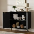 thumbnail image 5 of Buffet Sideboard Cabinet with 2 Doors, Modern Kitchen Cabinet with Golden Handles & Legs, Adjustable Shelf, Accent Coffee Bar Storage Sideboard for Kitchen, Living Room, Black, 5 of 7