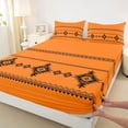 thumbnail image 5 of Castle Fairy Boho Tribal Aztec Bed Sheets 4-Piece,Hippie Tribal Theme Full Size Sheets,Orange Black,1 Flat Sheet, 1 Fitted Sheet and 2 Pillowcases, 5 of 7