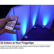 (8) Rockville MINI RF4 V2 Black DJ/Party Wash Lights+RF Remote+APP+Wireless DMX