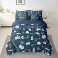 thumbnail image 2 of Feelyou Cartoon Golf Gloves Bedding Comforter Set 7pcs for Kids, Navy Sports Car Flag King Bedding Sets, Leaf Botanical Reversible Bed Sheets, Super Cozy Room Decor, 2 of 8