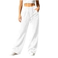 thumbnail image 3 of Lmueinov Womens Sweatpants Drawstring Elastic High Waist Double Sided Fleece Pants Wide Leg Sweatpants with Pockets for Jogger Coffee, 3 of 8