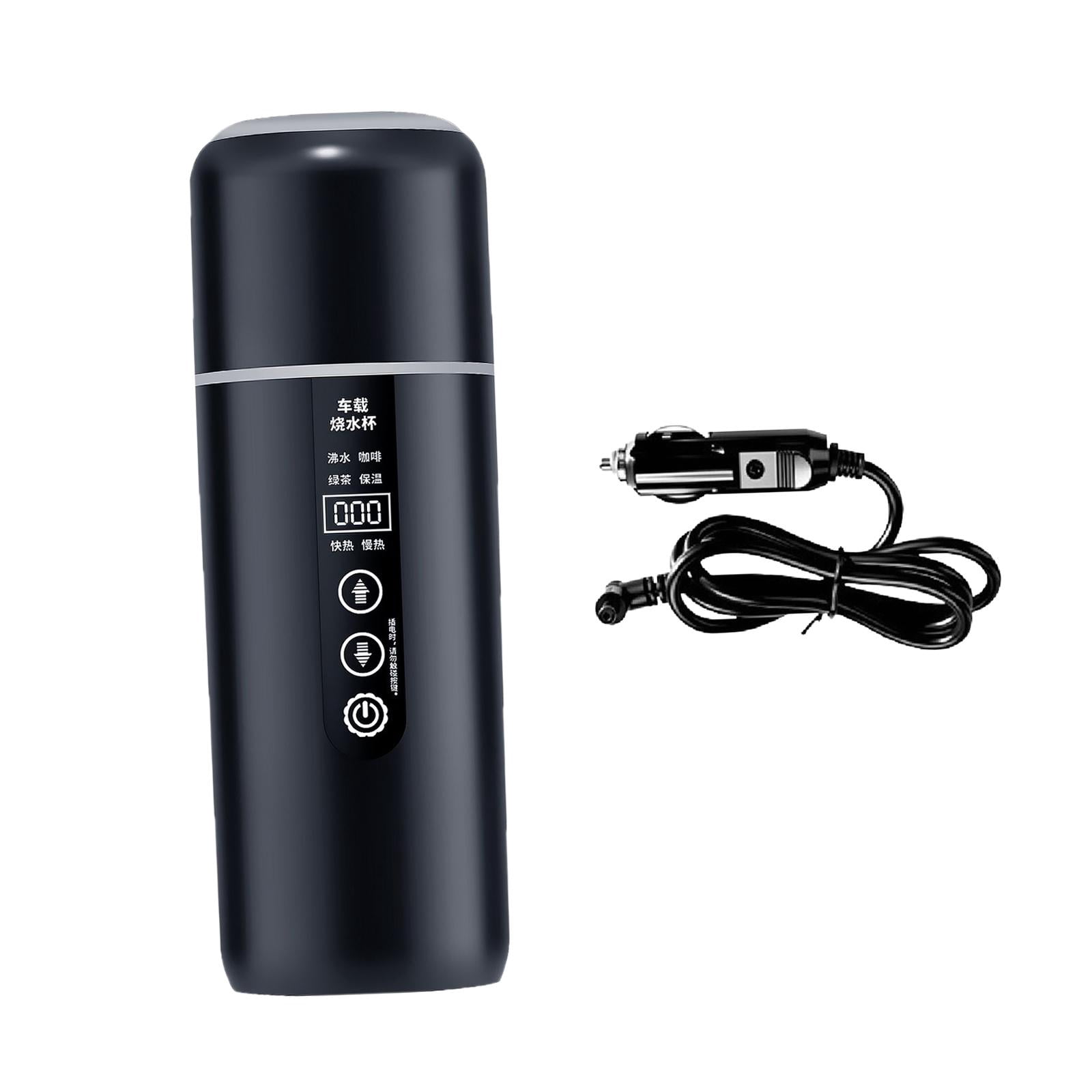 Fiocias 12V 24V Car Kettle Boiler Car Heated Mug Portable Travel Electric Kettle Heating black