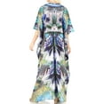thumbnail image 2 of Sakkas Yeni Women's Short Sleeve V-neck Summer Floral Long Caftan Dress Cover-up - 456 - One Size, 2 of 5