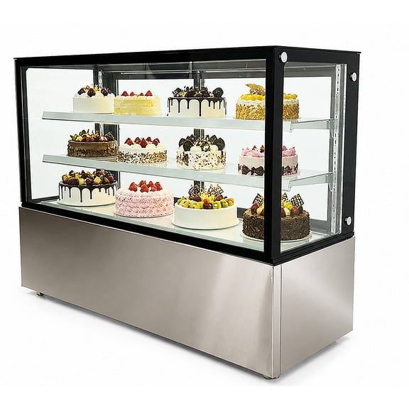 72 Inch Commercial Refrigerated Cake Display Case 3 Shelf Bakery Showcase Glass Display Refrigerator NSF LED 110V