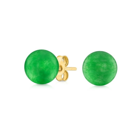 Gemstone Yellow Earrings - Simple Gemstone Ball Stud Earrings For Women For Teen 14K Real Yellow Gold 6mm More Birthstone Colors