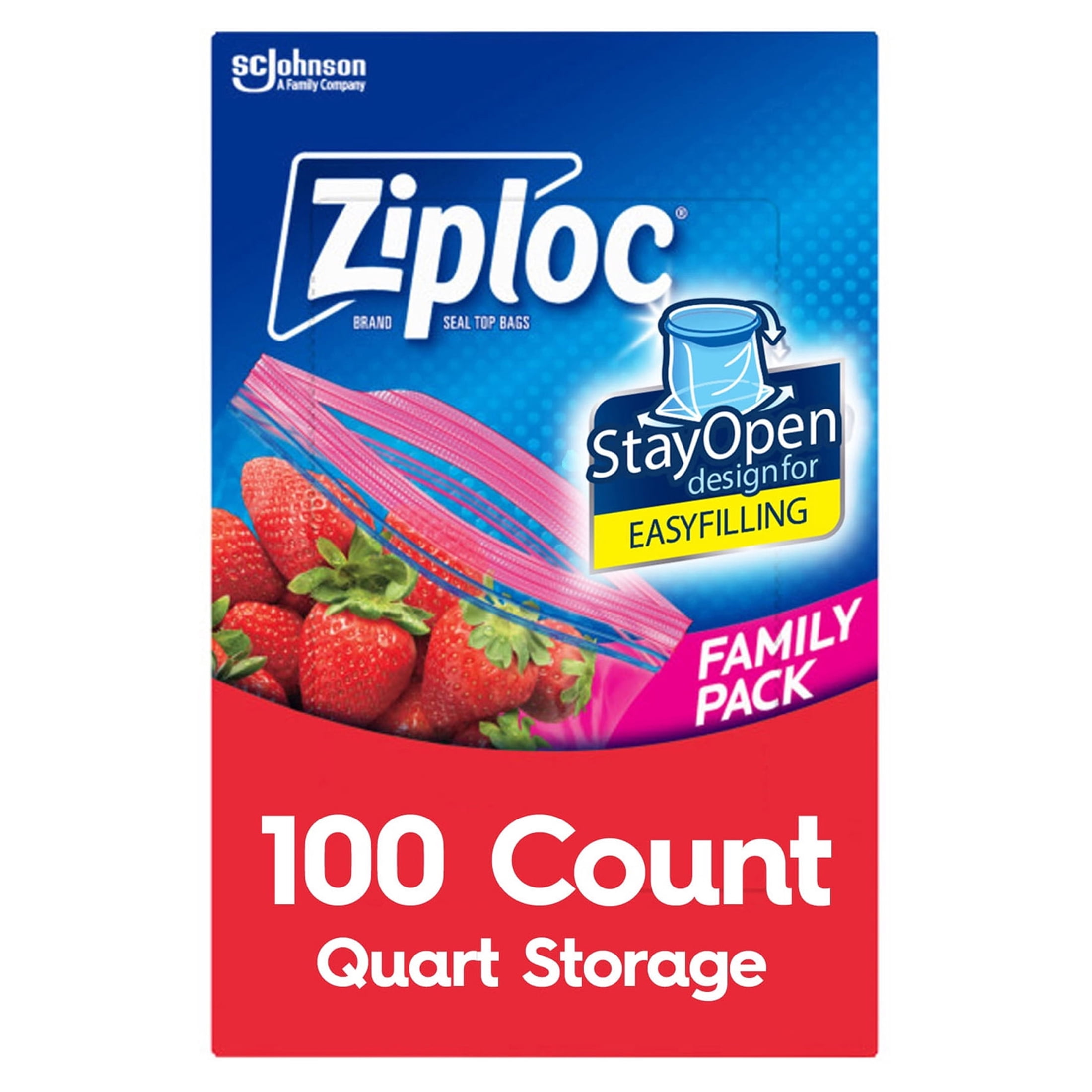 (4 pack) Ziploc Grip N Seal Storage Quart Bags, 100 count