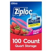Ziploc Grip N Seal Storage Quart Bags, 100 count