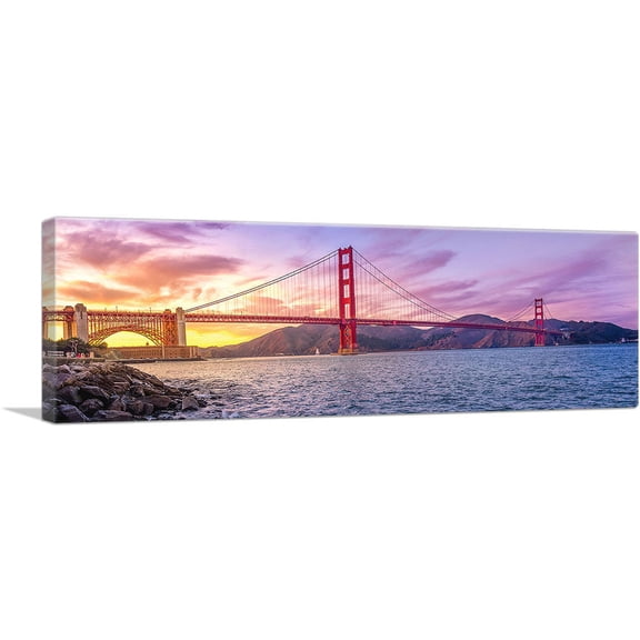 ARTCANVAS Golden Gate Bridge San Francisco Panoramic Canvas Art Print - Size: 36" x 12" (0.75" Deep)