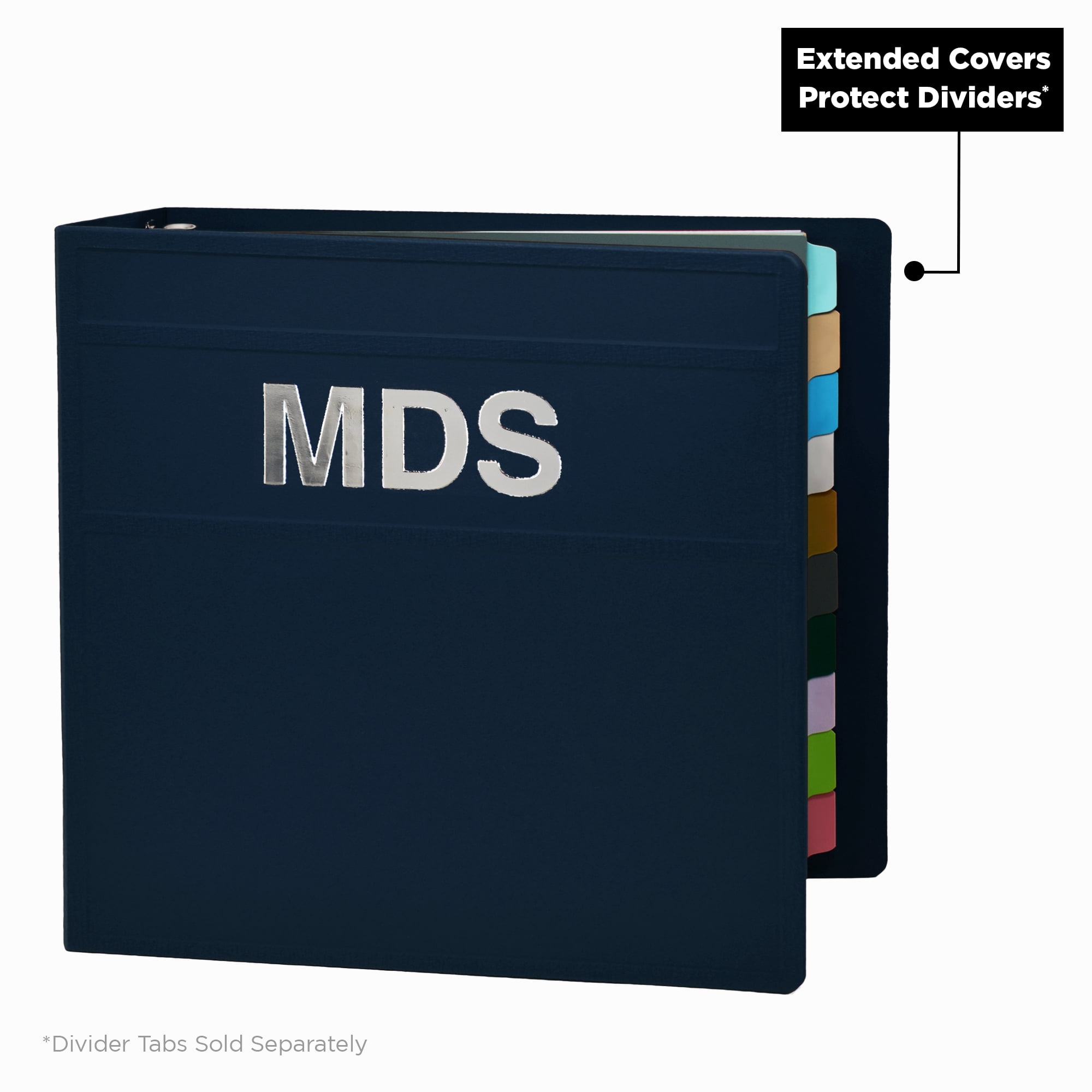 Carstens 4-Inch Heavy Duty 3-Ring Binder for Minimum Data Sets (MDS) - Side Opening, Navy Blue