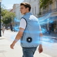 thumbnail image 2 of Leeye Summer Cooling Fan Vest, Rechargeable Air Conditioned Vest with 2 Built-in Fans & 3 Speeds, Lightweight Breathable Outdoor Work Jacket for Men, M, 2 of 4