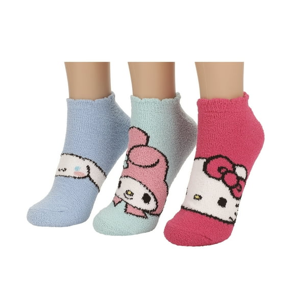 Hello Kitty My Melody Hello Kitty My Melody And Cinnamoroll Womens Cozy Ankle Socks 3 Pack