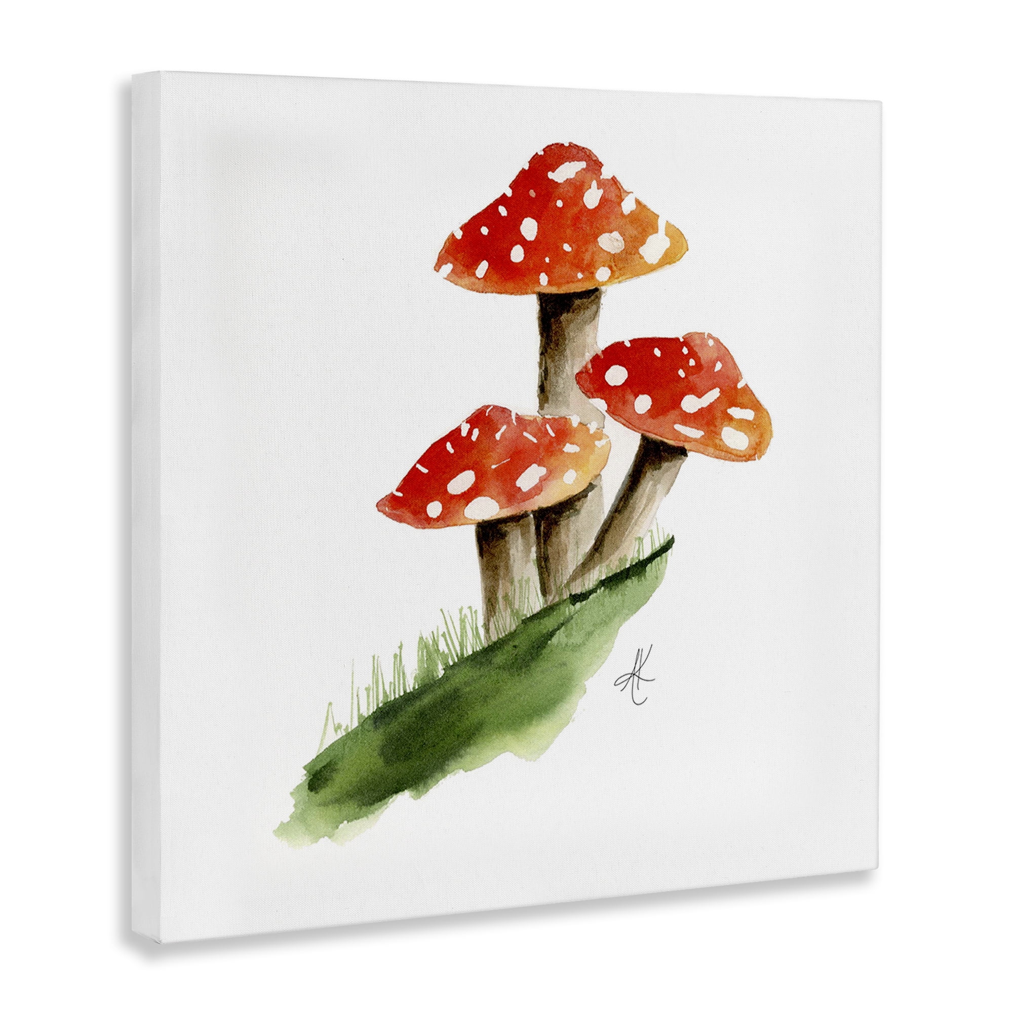 Stupell Industries Red Mushroom Trio Plants & Flowers Painting Wrapped Canvas Art Print Wall Art, 24 x 24