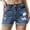 Blue, variant on Womens Jean Shorts High Waist Straight Rhinestone Denim Shorts Ripped Hem Tessles Stretchy Jean Shorts With Pockets