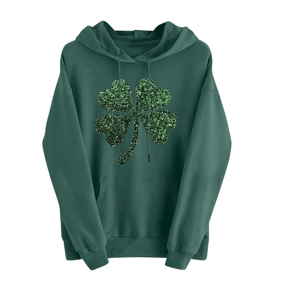 FDGIU Women's Plus Size Saint Patrick's Day Sweatshirt - Oversized Green Shamrock Print Long Sleeve Pullover