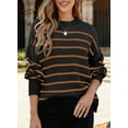 thumbnail image 4 of DOKOTOO Women Sweaters Striped Long Sleeve Pullover Tops Drop Shoulder Oversized Knitted Tops, 4 of 5