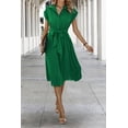 thumbnail image 4 of NAYAOTO Womens Casual Midi Dresses Solid V Neck Short Sleeve Button Shirt Belted Dress with Pockets for Spring Summer 2026, 4 of 7