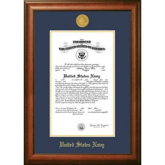 Patriot Frame's Navy 10x14 Certificate Walnut Frame Gold Medallion