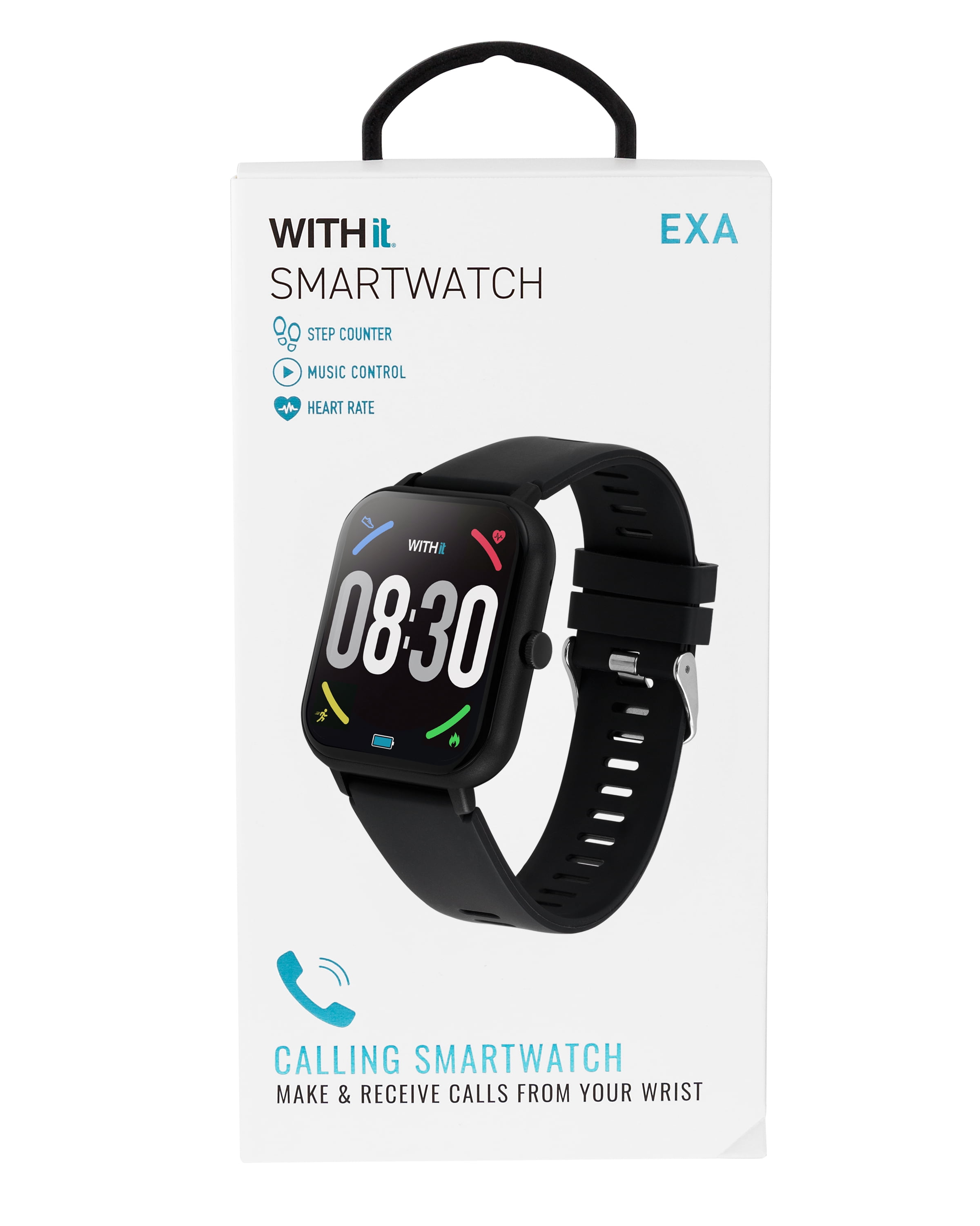 WITHit EXA Series Touch Screen Smartwatch with Black Silicone Band and over 25 Built-In Features