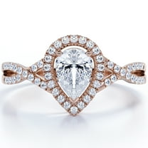 JeenMata Milgrain Halo 1.75 Carat Pear Cut Moissanite Infinity Twisted Shank Pave Engagement Ring In 18K Rose Gold Plating for Women