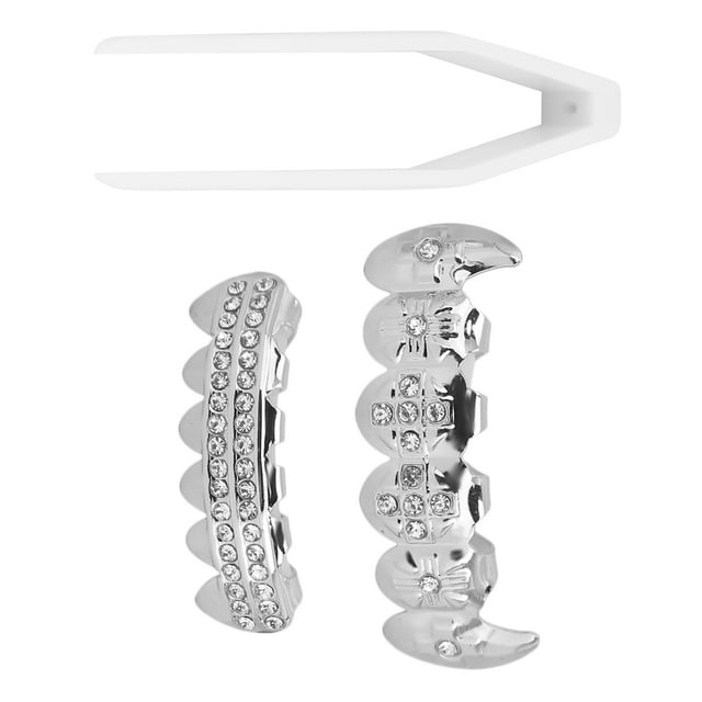 Hip Hop False Teeth, Fashionable Easy Wearing Removal Safe Electroplate Hip Hop Teeth Brace Reusable For Halloween Party For Birthday For Concert Gold,Silver