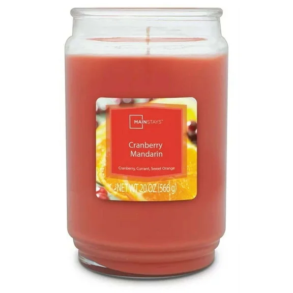 Cranberry Mandarin Scented Single Wick Large Glass Jar Candle, 20 Oz