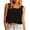 *Black, variant on Women's Crew Neck Sleeveless Crop Tank Top,Casual Solid Form Fitting Basic Top Navy,Women's Plus M