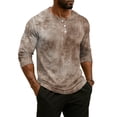 thumbnail image 4 of CCRFTGI Henley Shirts for Men 3/4 Sleeve Raglan Big and Tall Tie Dye T Shirts Sport Athletic Button Classic Summer Fall Tee Tops Red L, 4 of 8