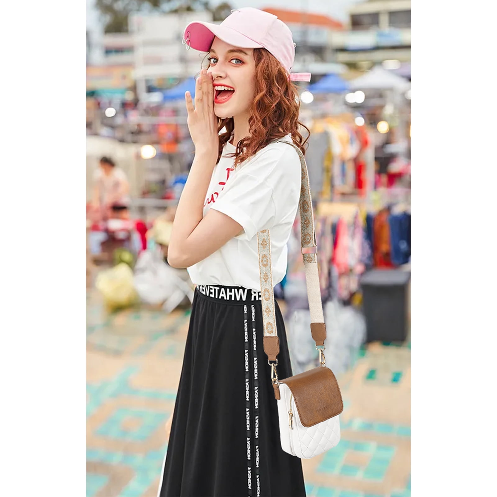 KALUNMA Crossbody Bags for Women Trendy Leather Triple Compartment Cell Phone Shoulder Wallet Purses with Card Slots