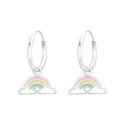 Rainbow 925 Sterling Silver Hoop Earrings