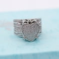 thumbnail image 5 of Uloveido Big Heart Cocktail Ring Tiny Cubic Zirconia Paved, Female Platinum Plated Wide Band Wedding Engagement Jewelry (size 9) Y426, 5 of 7