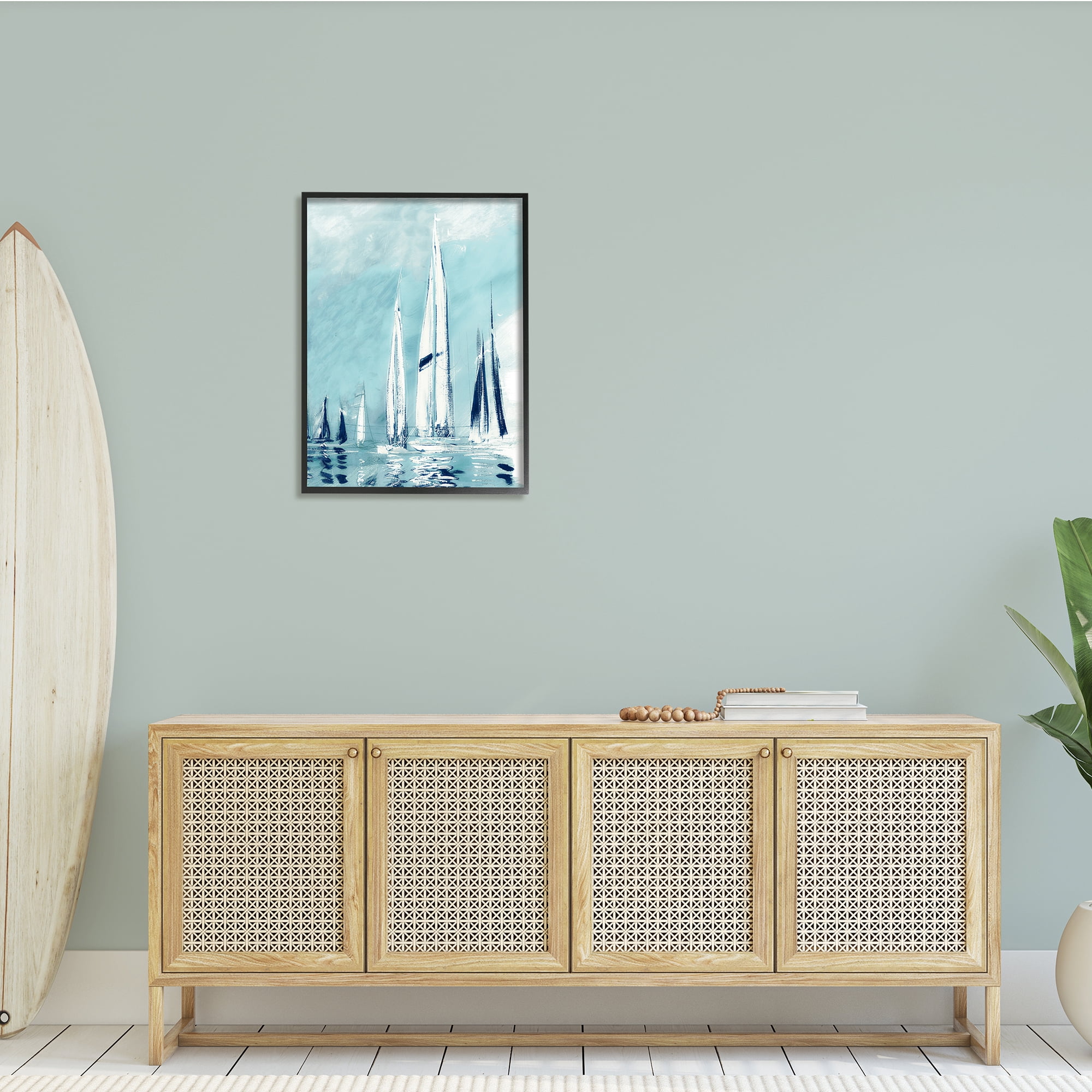 Stupell Indtries Abstract Nautical Row of Sail Boats Fluid Blue,24 x 30,Design by Dan Meneely