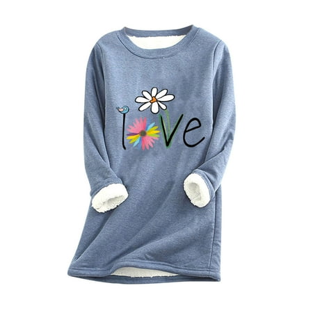 

Women s Fashion Heart Love Graphic Tshirt Thick Fleece Sweatshirt Velvet Warm Crewneck Underwear Top Gift For Couples Corset Tops Ladies Sexy Fall Winter Going Out Y2k Tunic Tees Blouses