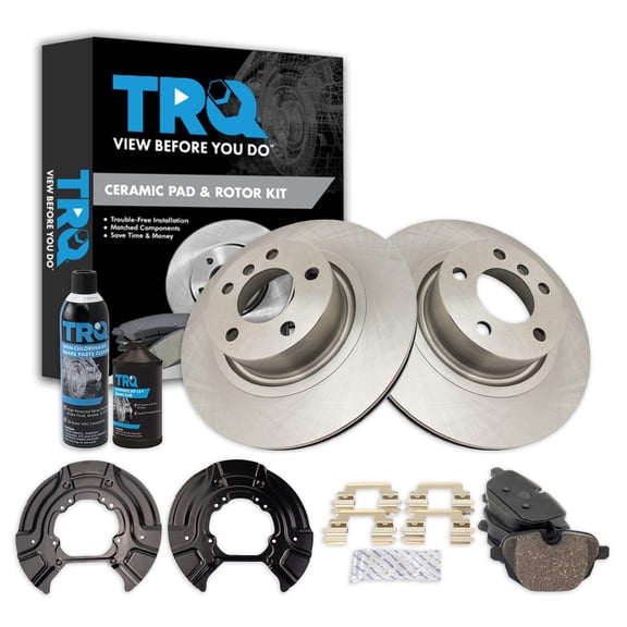 TRQ Rear Ceramic Brake Pad & Rotor Kit Fits 2011-2016 BMW X3 2015-2016 X4 BKA19619