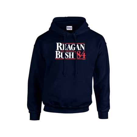 Ronald Reagan Bush '84 1984 Political Presidential Campaign Men's Hooded Sweatshirt Hoodie-Navy-XL