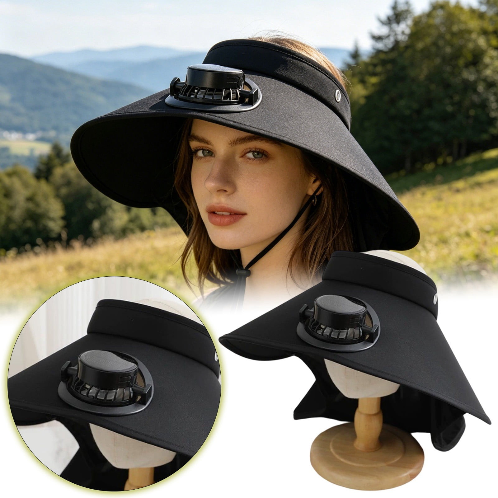 Outdoor Wide Brim Sun Hat For Hiking Camping Beach Travel - Lightweight Adjustable with Neck Chin Strap Mesh Ventilation UPF 50+ Quick-Dry Unisex Packable Breathable